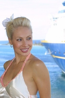 Picture of Wedding Coordinator with a ship behind her on her wedding day