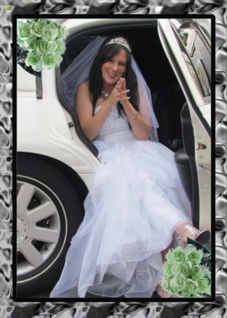 Wedding Invitation, thank you, cruise card inside cover pale green rose design with a picture of me for show