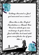 Wedding Invitation, thank you, cruise card cover blue rose design